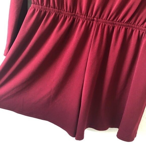 One Clothing Red Long Sleeve Lace Up Romper S - Picture 3 of 4